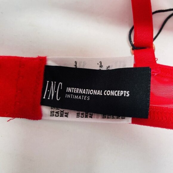 INC International Concepts Womens Small Underwire Unlined Lace Bra in Red 1056 - Picture 6 of 7
